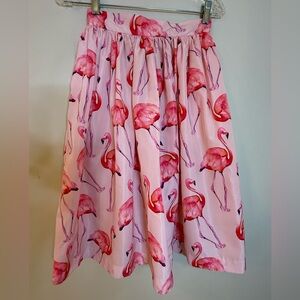 Party Skirts pink flamingo pleated full midi skirt SZ XS